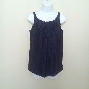 J. Crew Silk Blend Ruffle Front Side Zip Lined Tank Top Size 2